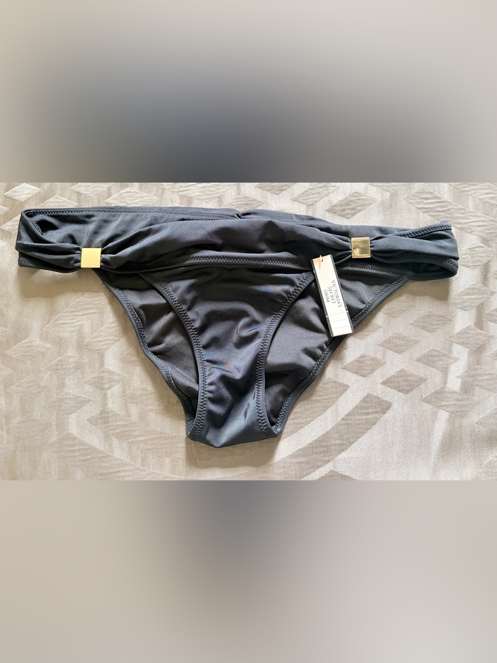 Victoria's Secret Black Bikini Brief With Gold Accents